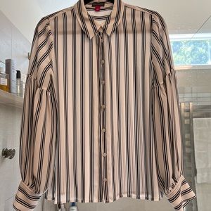 Woman’s Vince Camino dress shirt black and white striped/ drop shoulder